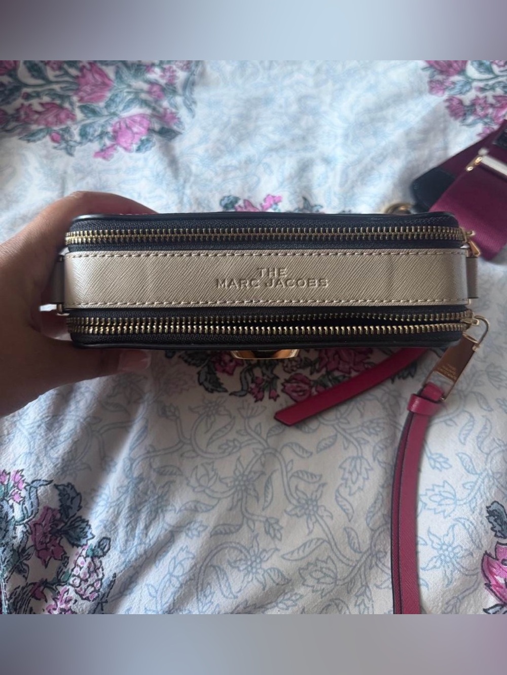 Marc Jacobs Blush Pink Snapshot Crossbody with Burgundy Stripe Strap ❤️🩷 - Picture 8 of 8